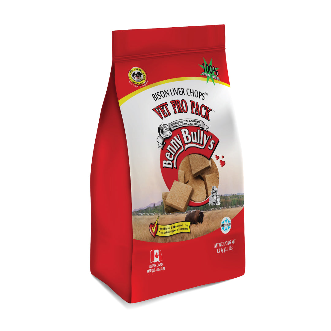 1.4kg bag of bison liver treats by benny bullys exclusively for vets