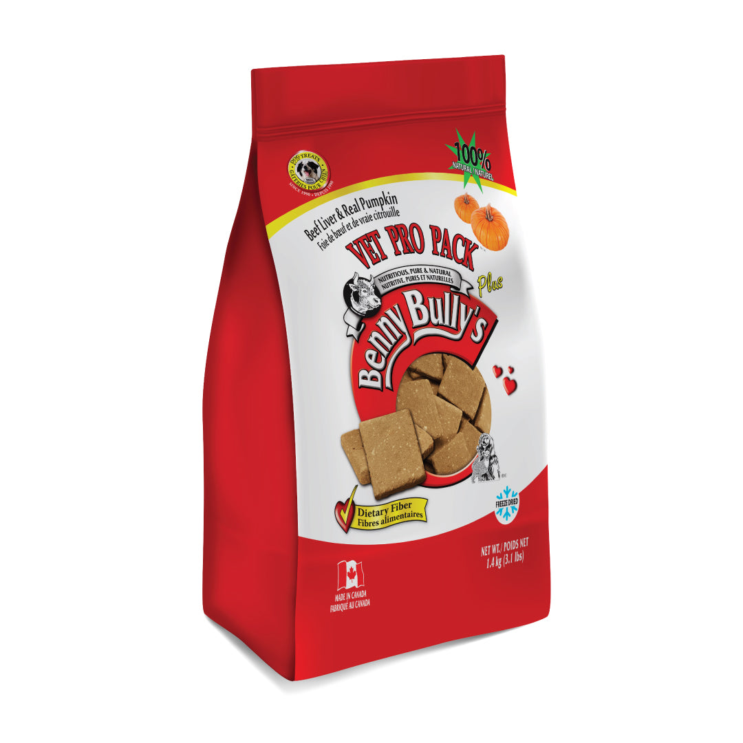 1.4kg bag of beef liver and pumpkin treats by benny bullys exclusively for vets