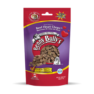 purple and red bag of beef heart cat treats