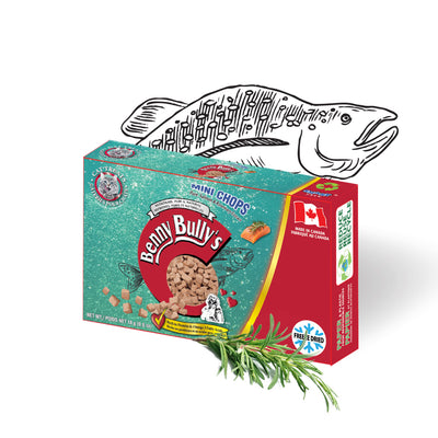 Benny Bullys® Mini Chops™ - Saumon et extrait de romarin dans un Smart Pack™