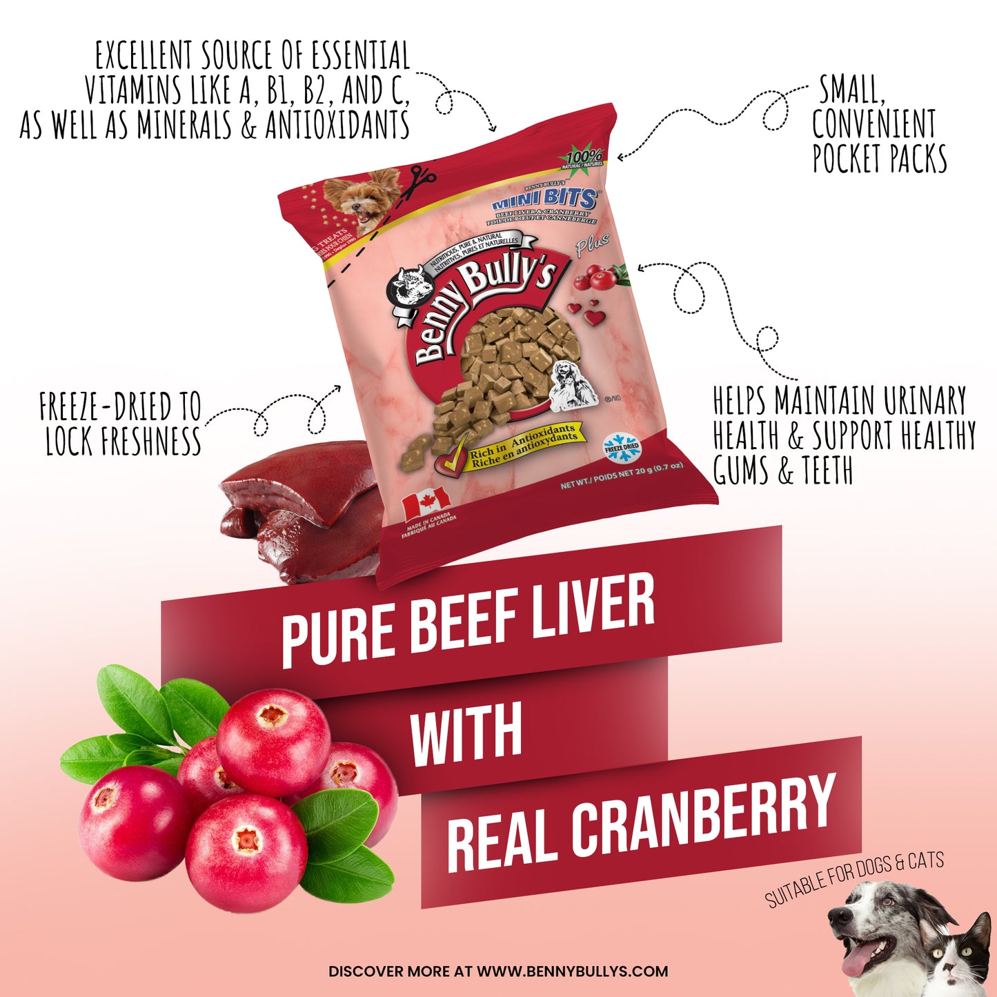 Mini Bits™ — Beef Liver Plus Cranberry — Pillow Pack