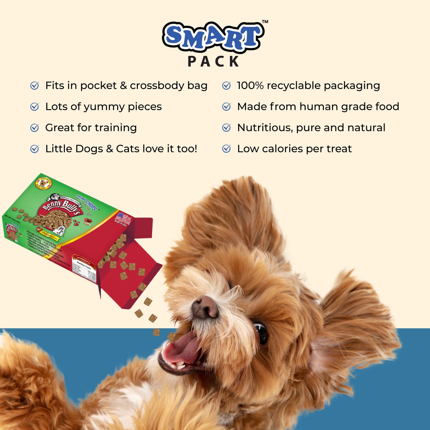 Benny Bullys® Mini Chops™ - Beef Liver & Apple in Smart Pack™