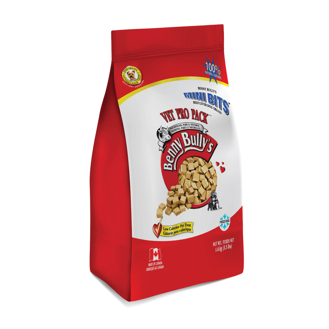 1.6kg bag of beef liver treats small cubes by benny bullys exclusively for vets