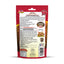 back facing of a brown and red pouch with details about freeze dried turkey cubes
