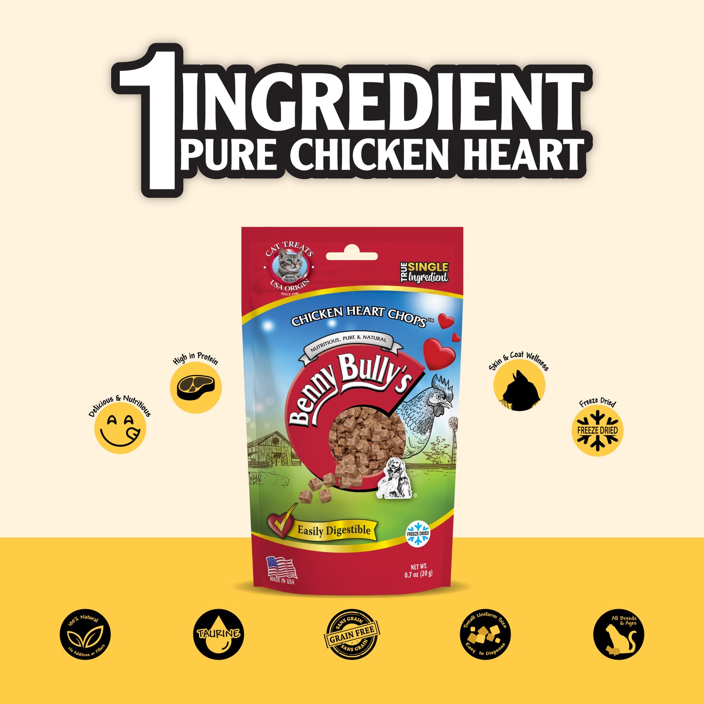 Benny Bullys® Chicken Heart Chops(Cat)