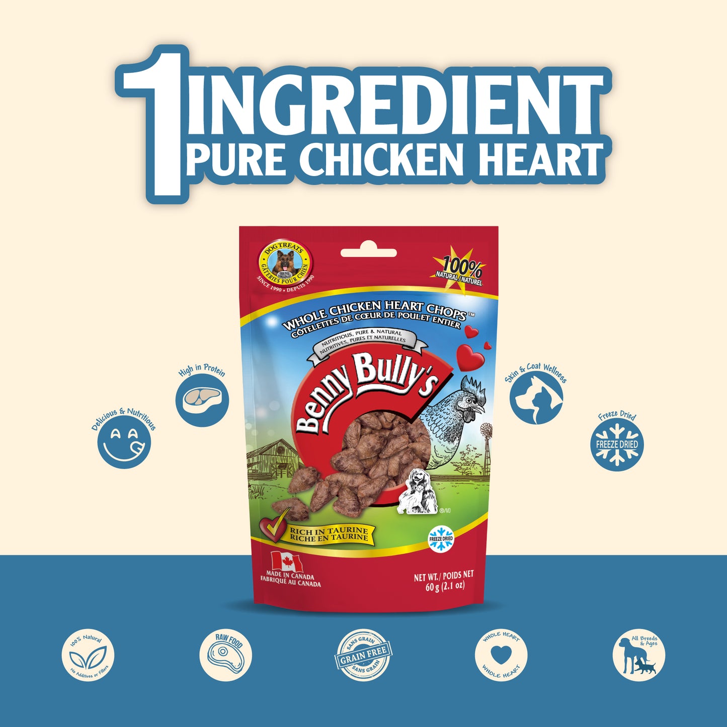 Benny Bullys® Whole Chicken Heart Chops™