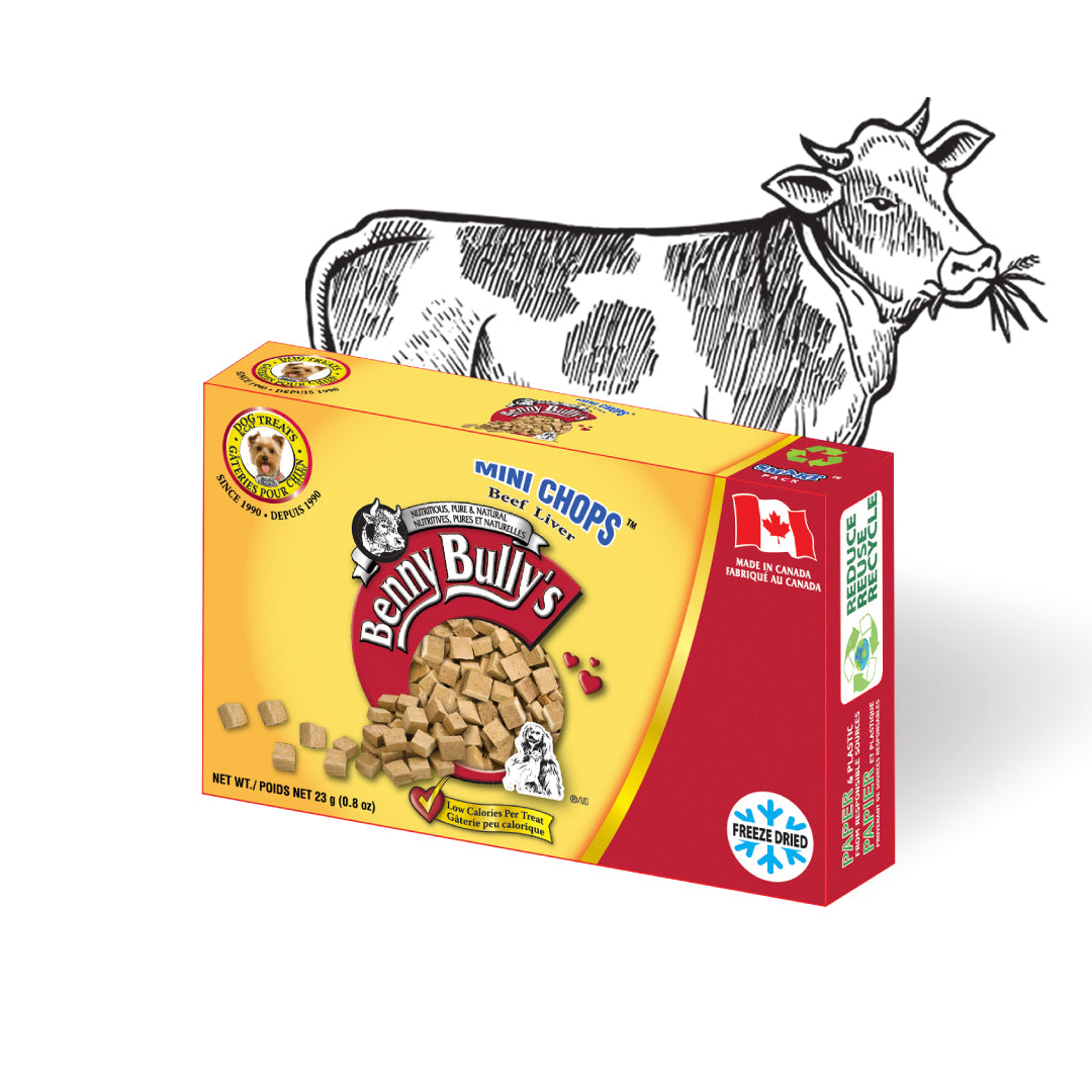 Benny Bullys® Mini Chops™ Beef Liver 12 Pack (Dog) | Freeze Dried