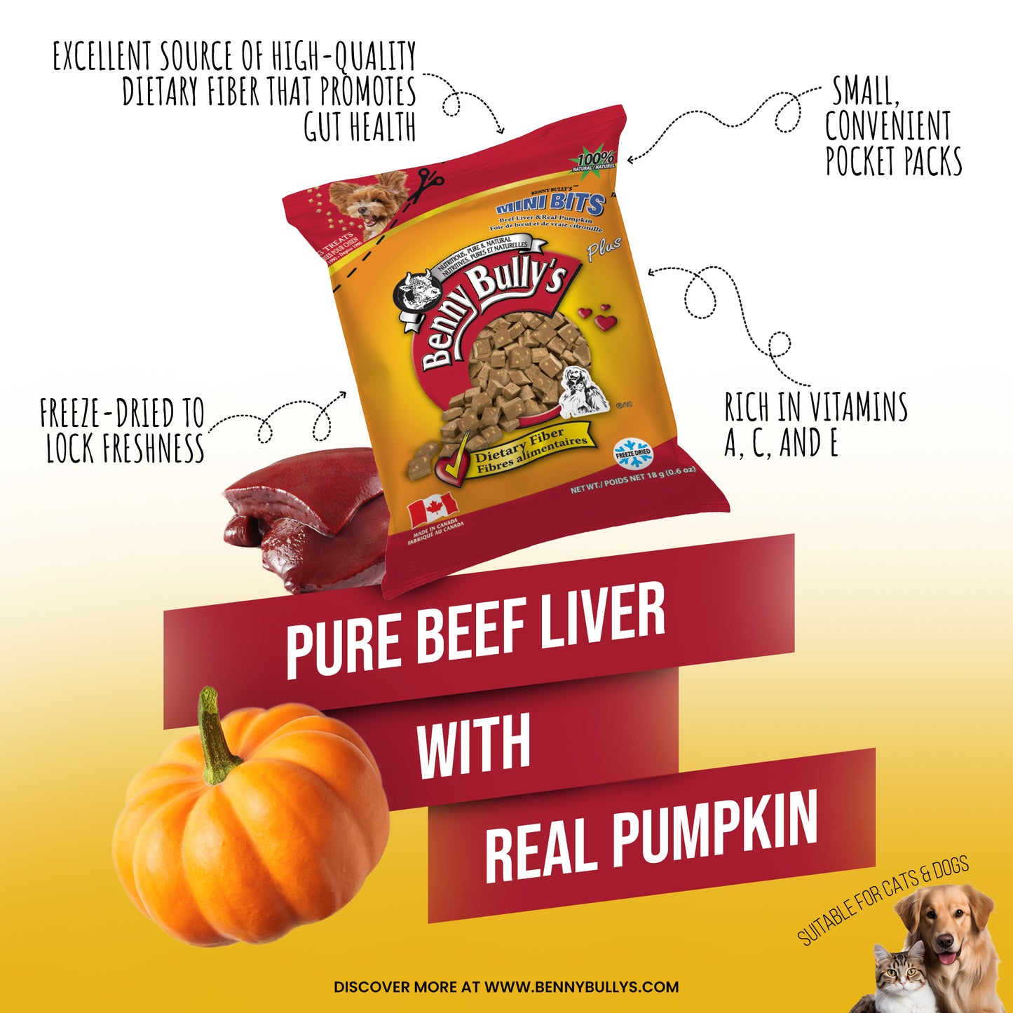 Mini Bits™ — Beef Liver Plus Pumpkin — Pillow Pack